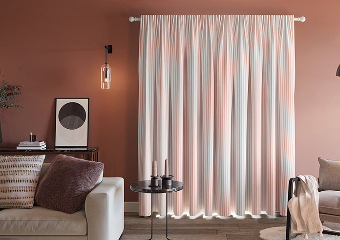 Lace Stripes, Coral - Made to Measure Curtains - Image 7